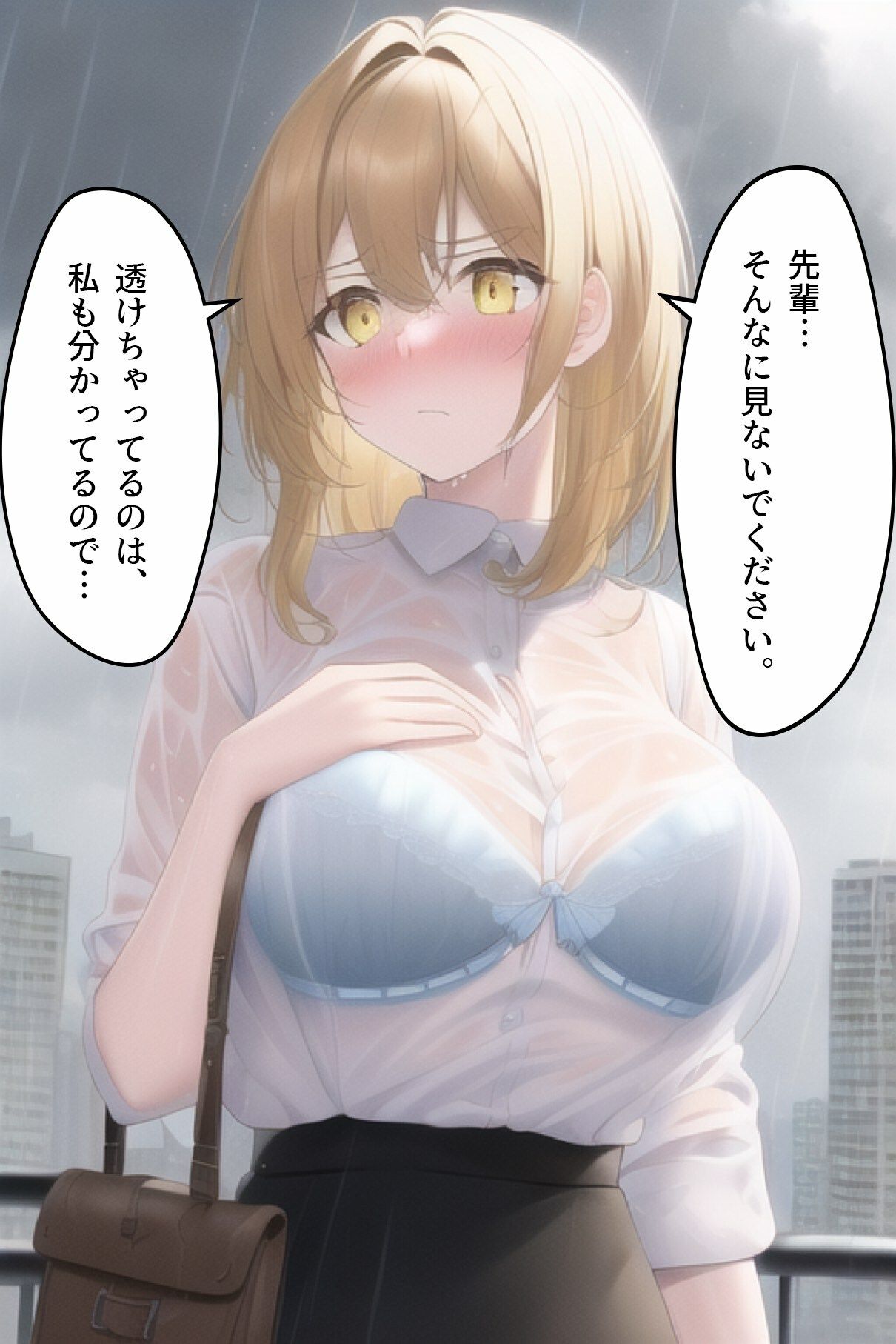 サンプル画像1:びしょ濡れになったマジメな後輩をお風呂に連れ込んだら… – 恥ずかしさが徐々に快楽に変わっていく女の子の話 -(やなせ) [d_330882]