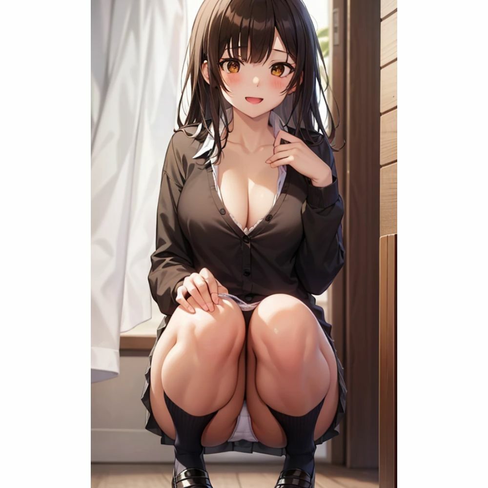 サンプル画像1:しゃがみパンチラ(AI美女) [d_331095]