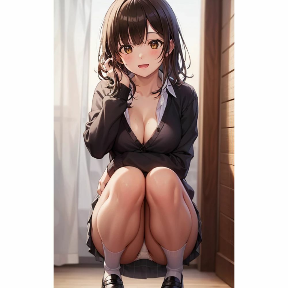 サンプル画像2:しゃがみパンチラ(AI美女) [d_331095]