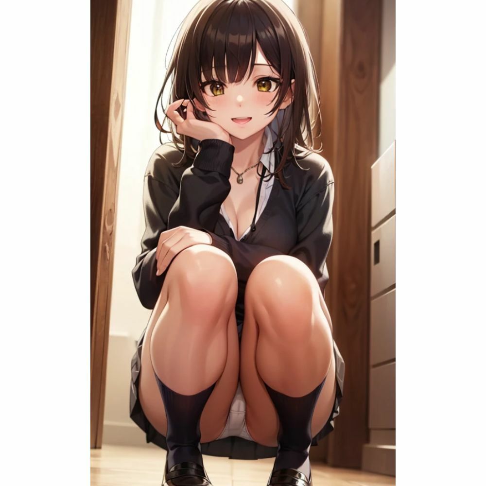 サンプル画像3:しゃがみパンチラ(AI美女) [d_331095]