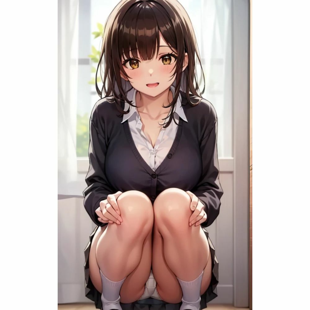 サンプル画像4:しゃがみパンチラ(AI美女) [d_331095]