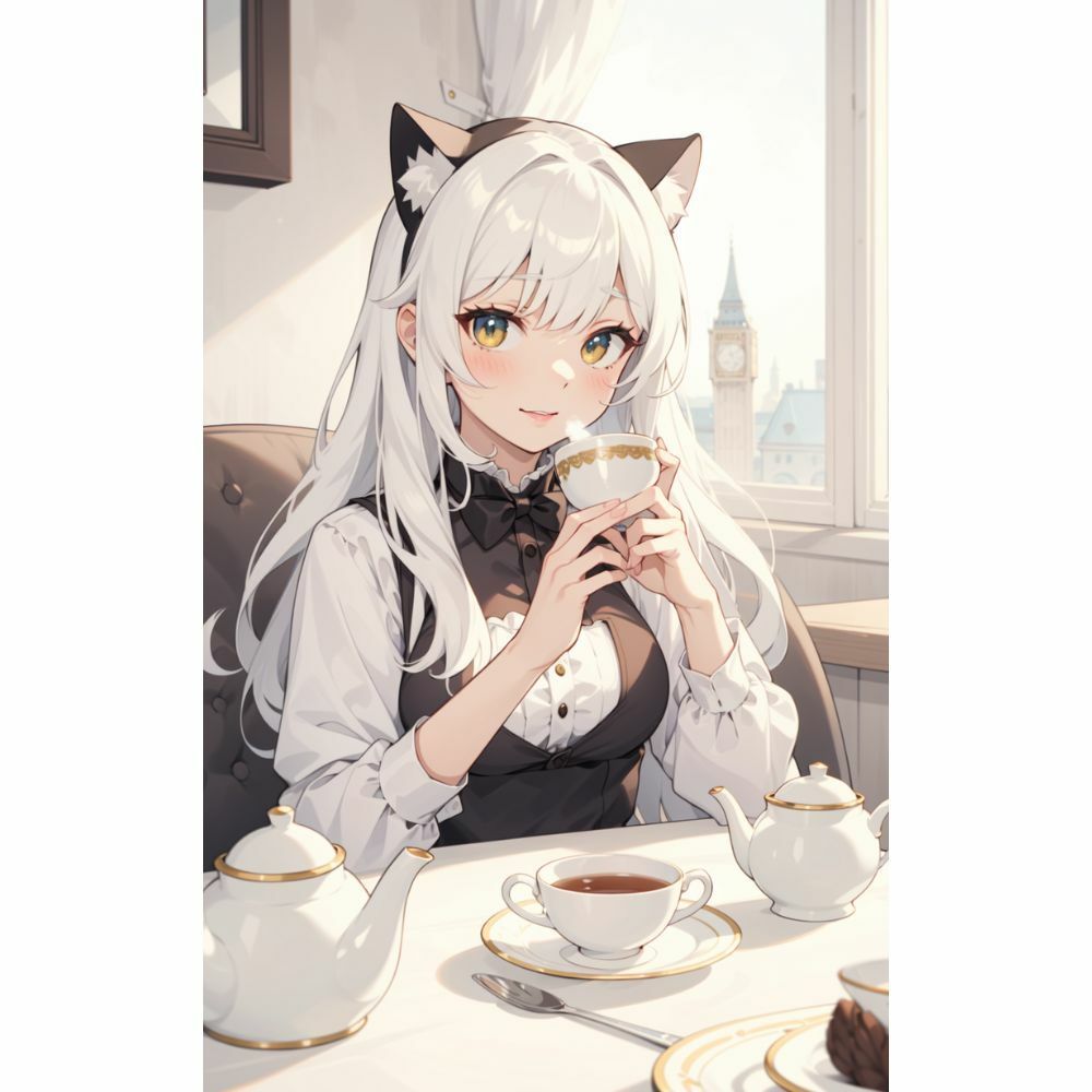 サンプル画像1:猫耳メイドのティータイム(美少女) [d_331099]