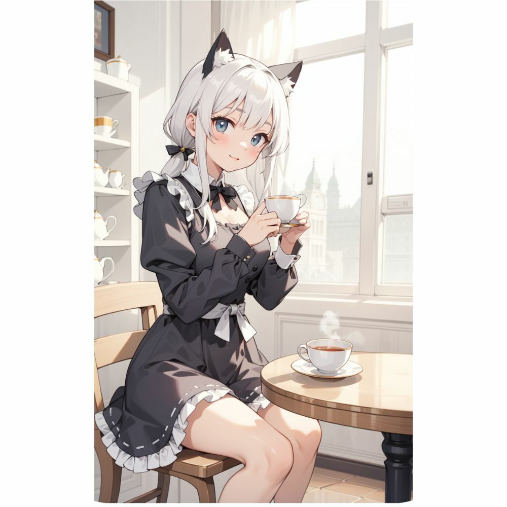 サンプル画像2:猫耳メイドのティータイム(美少女) [d_331099]