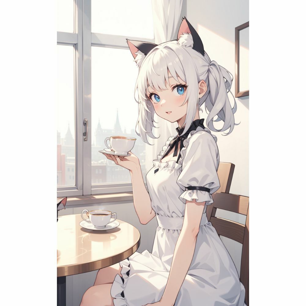 サンプル画像3:猫耳メイドのティータイム(美少女) [d_331099]