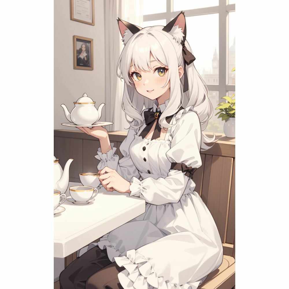 サンプル画像6:猫耳メイドのティータイム(美少女) [d_331099]