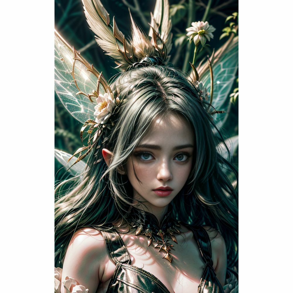 サンプル画像1:自然の輝きと共に舞い踊る、エルフの微笑(AI美女) [d_332248]