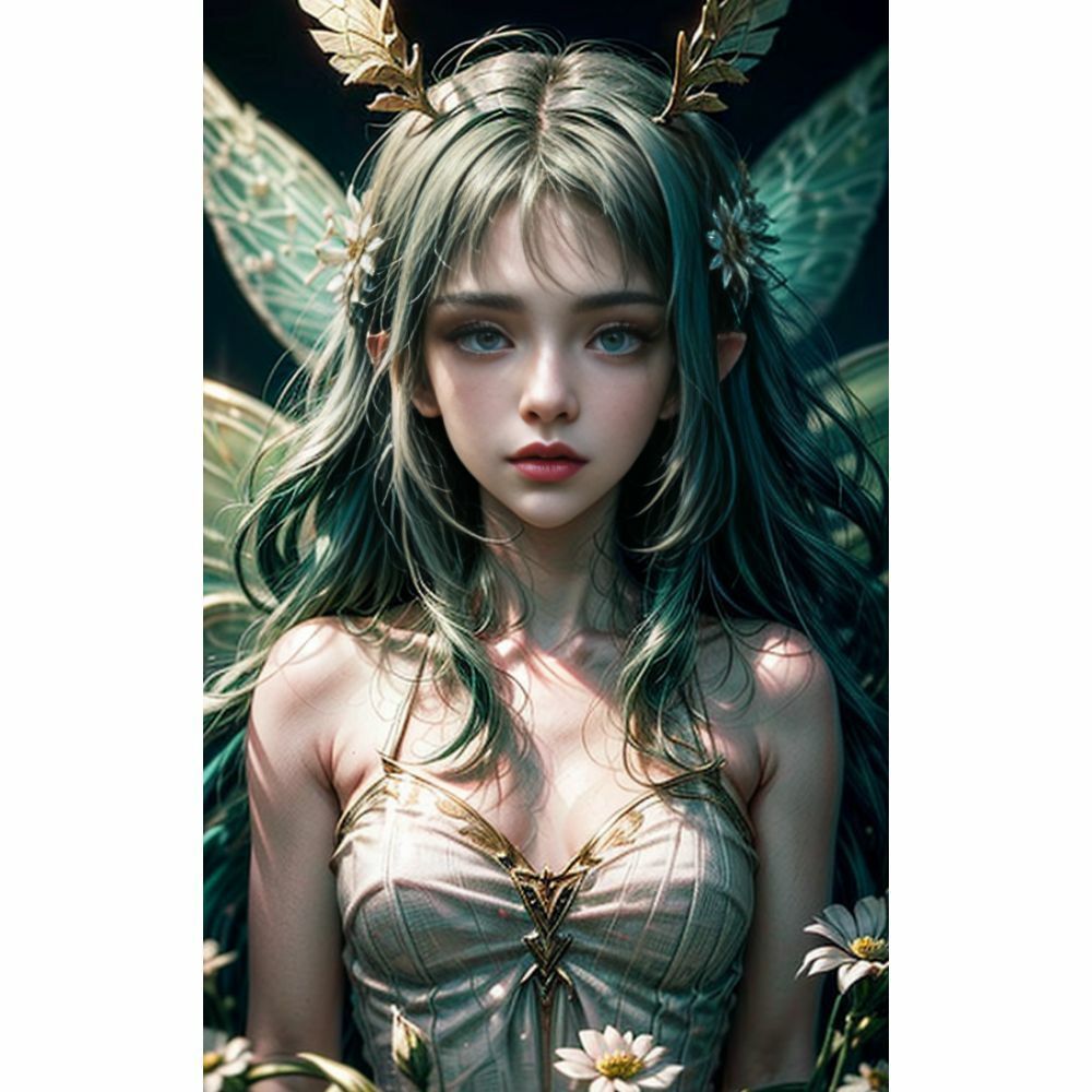 サンプル画像3:自然の輝きと共に舞い踊る、エルフの微笑(AI美女) [d_332248]