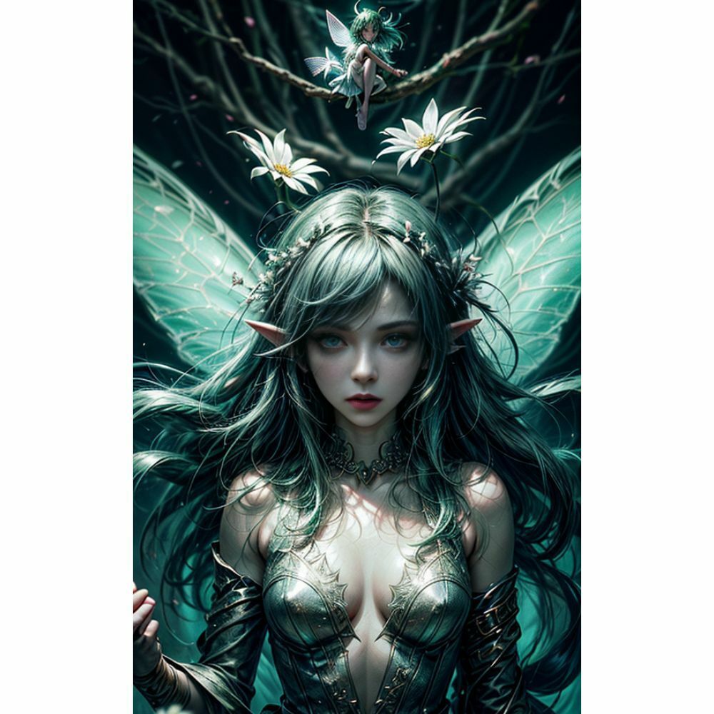 サンプル画像4:自然の輝きと共に舞い踊る、エルフの微笑(AI美女) [d_332248]