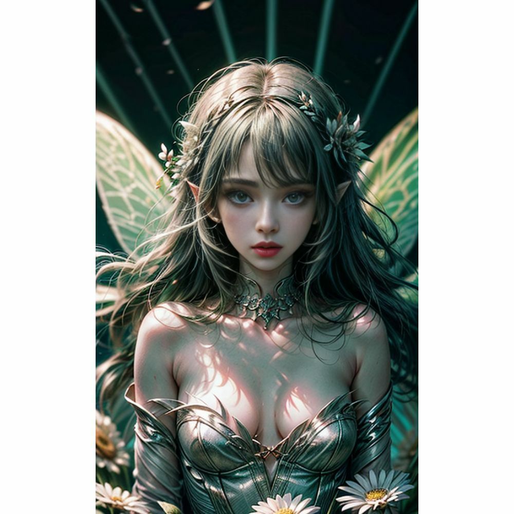 サンプル画像6:自然の輝きと共に舞い踊る、エルフの微笑(AI美女) [d_332248]