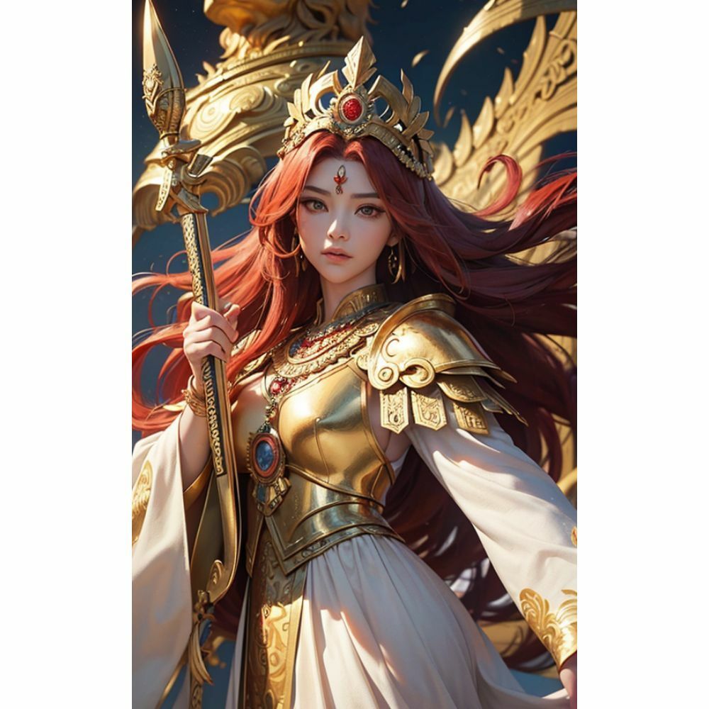 サンプル画像4:煌めく獅子と美の女神(AI美女) [d_333508]