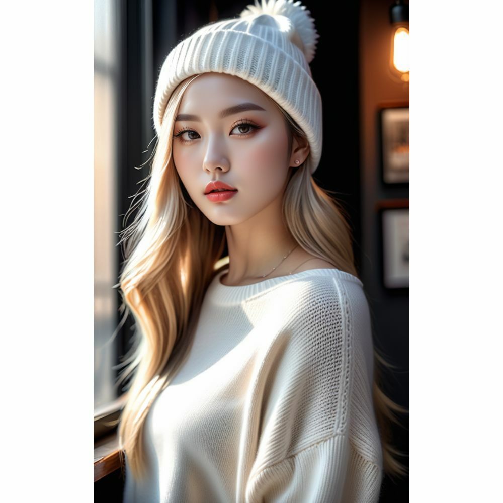 サンプル画像2:ニットが似合う美人(AI美女) [d_334659]
