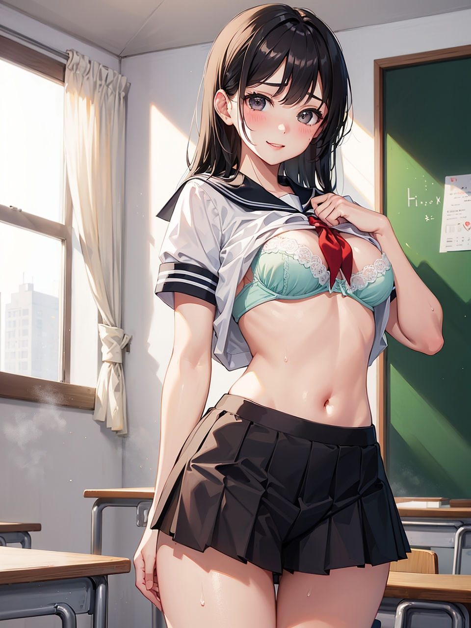 サンプル画像1:現役JKグラビアアイドルが、同級生男子相手に小遣い稼ぎをするCG集(妄想サチュレーション) [d_337217]