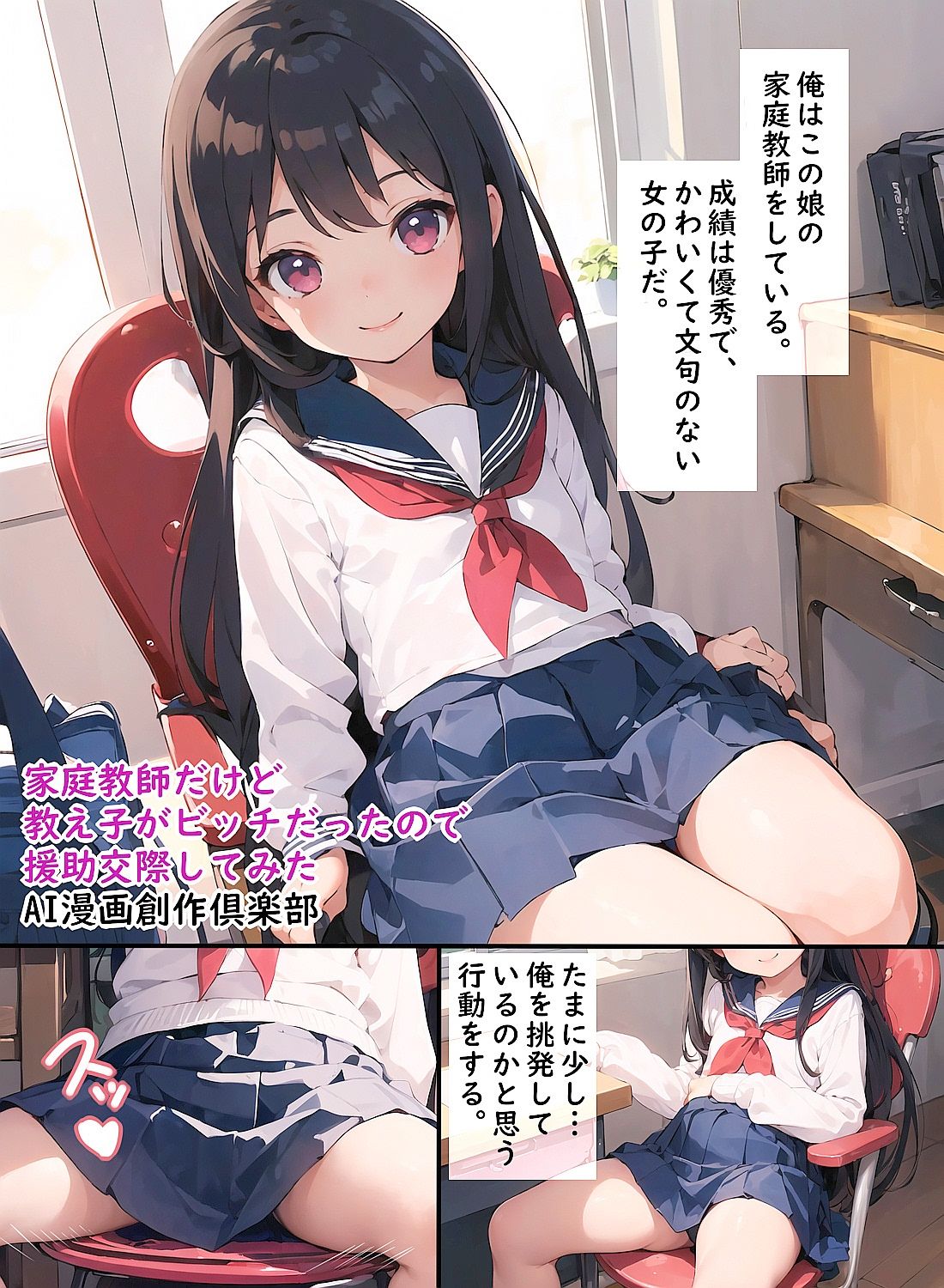 サンプル画像1:家庭教師だけど教え子がビッチだったので援○交際してみた(AI漫画創作倶楽部) [d_338641]