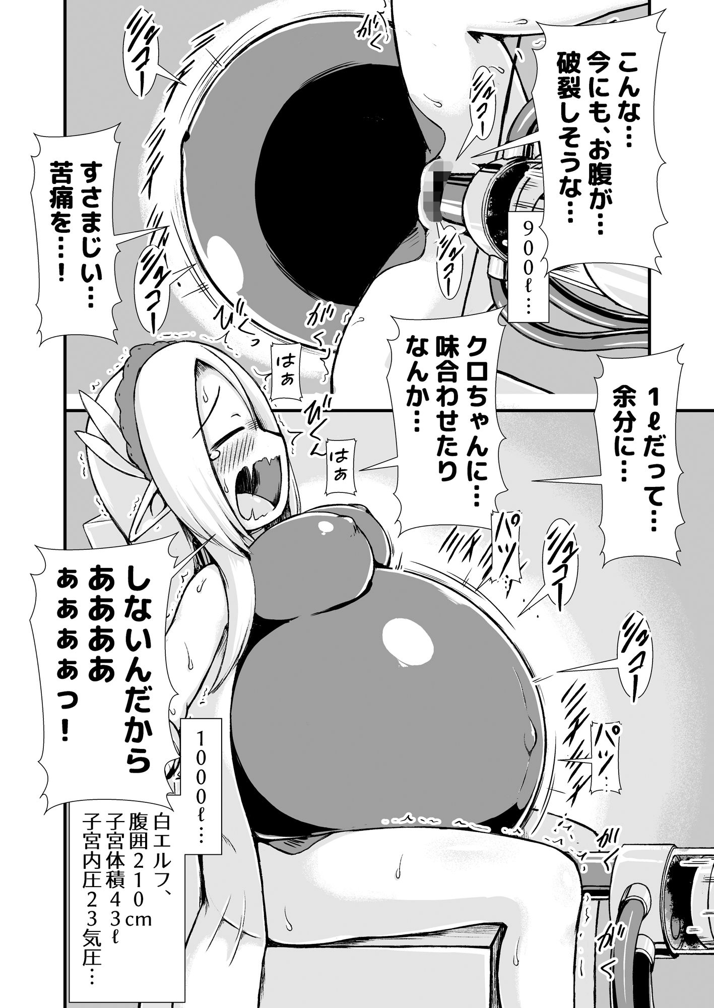 白黒エルフ膨腹破裂〜浄化の儀式の刑〜