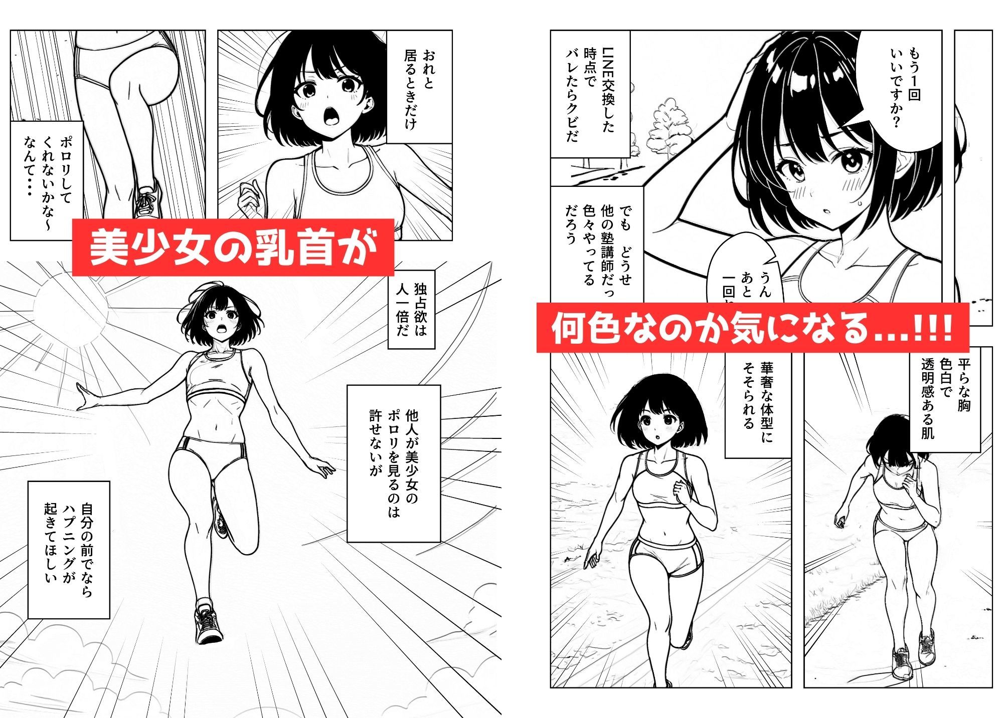 サンプル画像1:陸上JKの乳首の色が見たい！無理やり貧乳吸い＆顔舐め唾液まみれ(ちっぱい乳首色フェチ男) [d_357296]