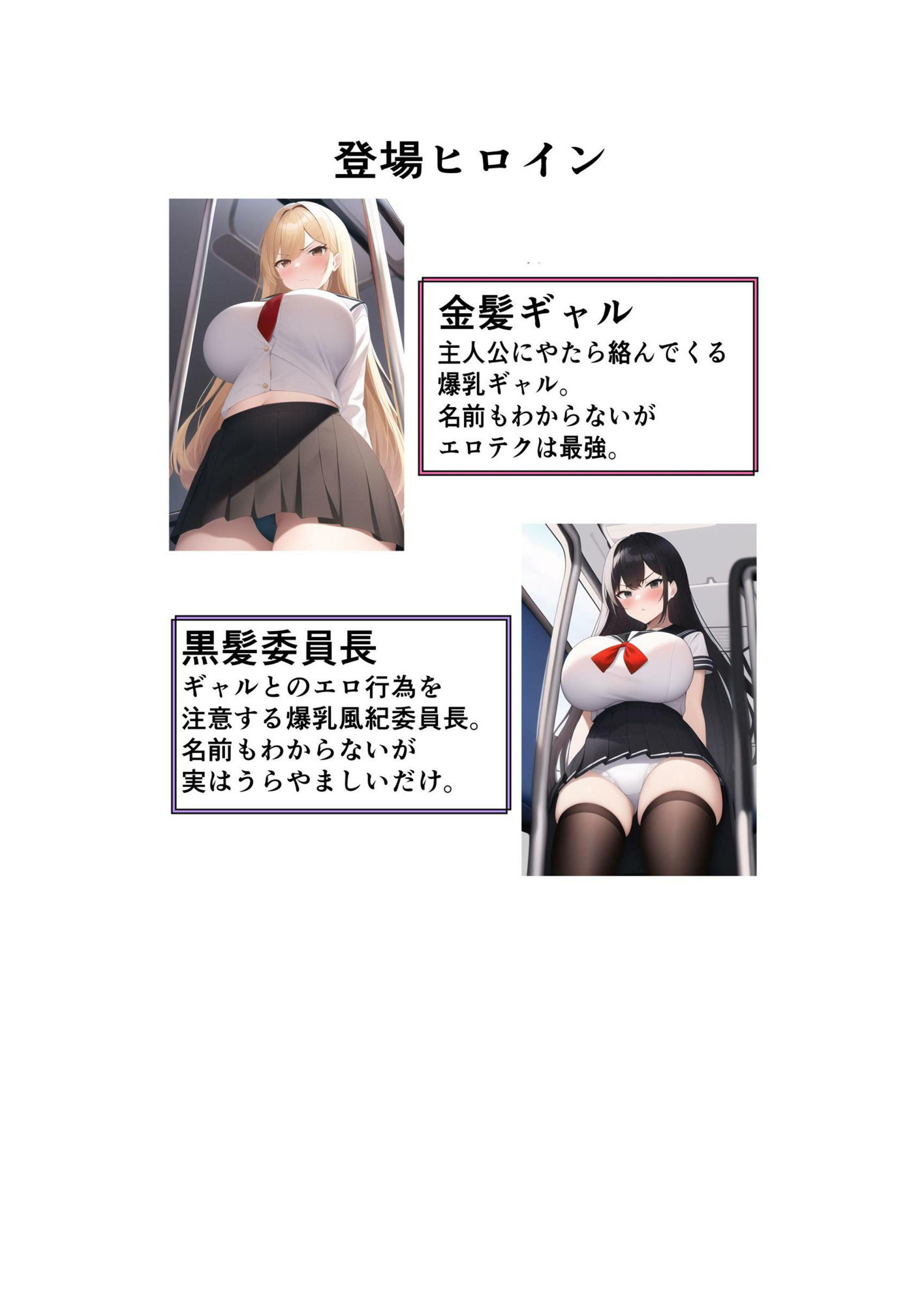 サンプル画像2:通勤中のバスに乗り込んできたギャルと委員長にからまれて搾精される話。(エロバトルン) [d_360332]