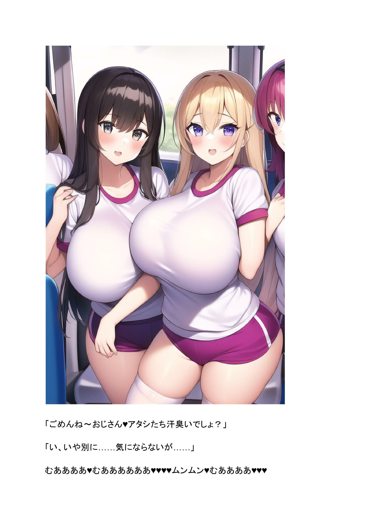 サンプル画像5:通勤中のバスに乗り込んできたギャルと委員長にからまれて搾精される話。(エロバトルン) [d_360332]