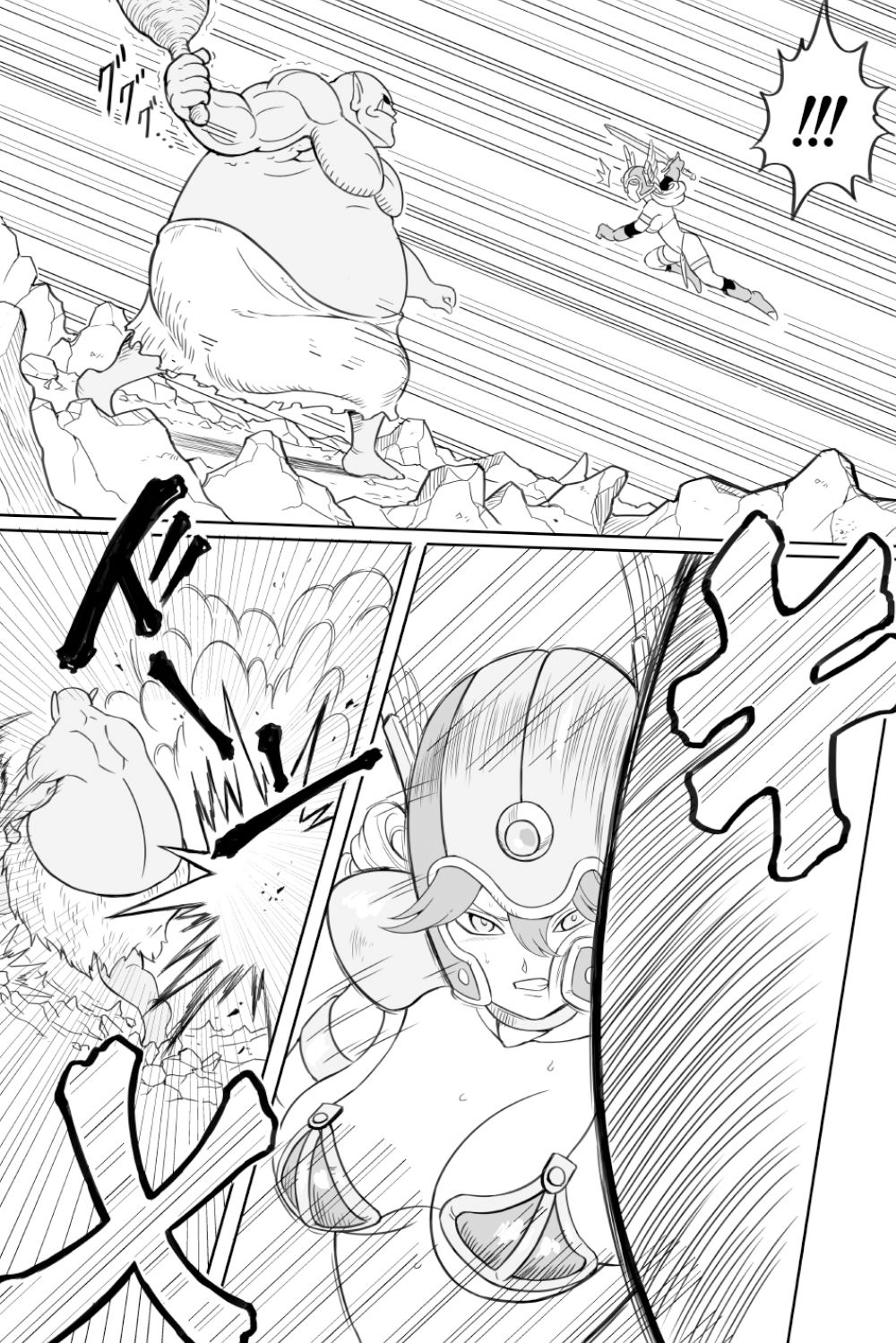 サンプル画像3:女戦士対トロル（スライムもいるよ）(真島誠) [d_363955]