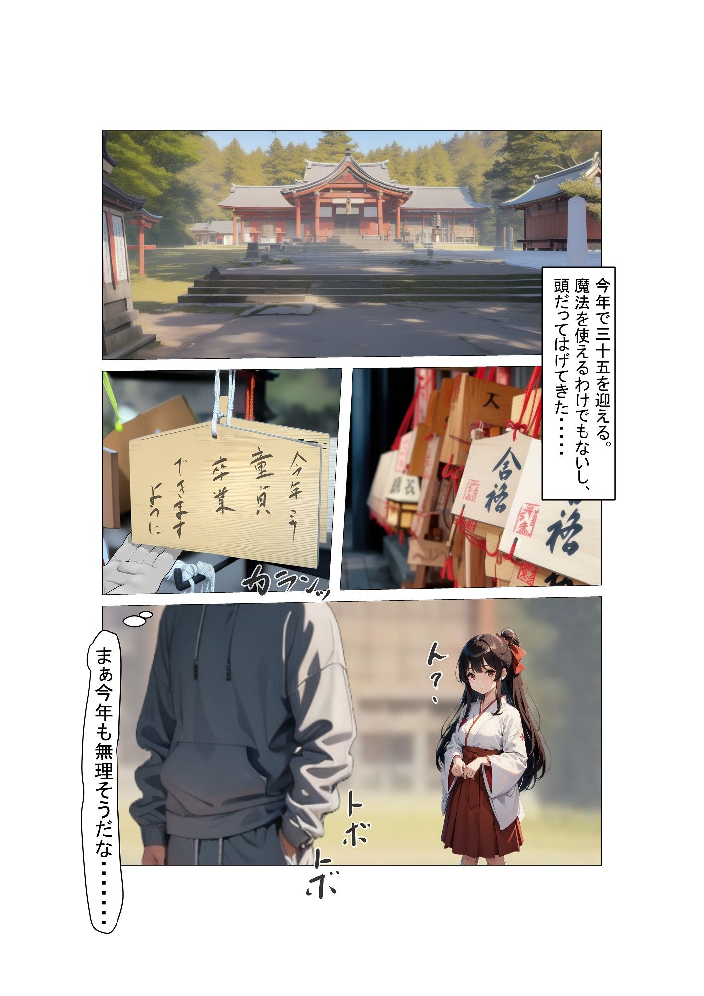 サンプル画像2:絵馬に童貞卒業したいと書いたら巫女さんにバレて、、(源  結紀) [d_365017]