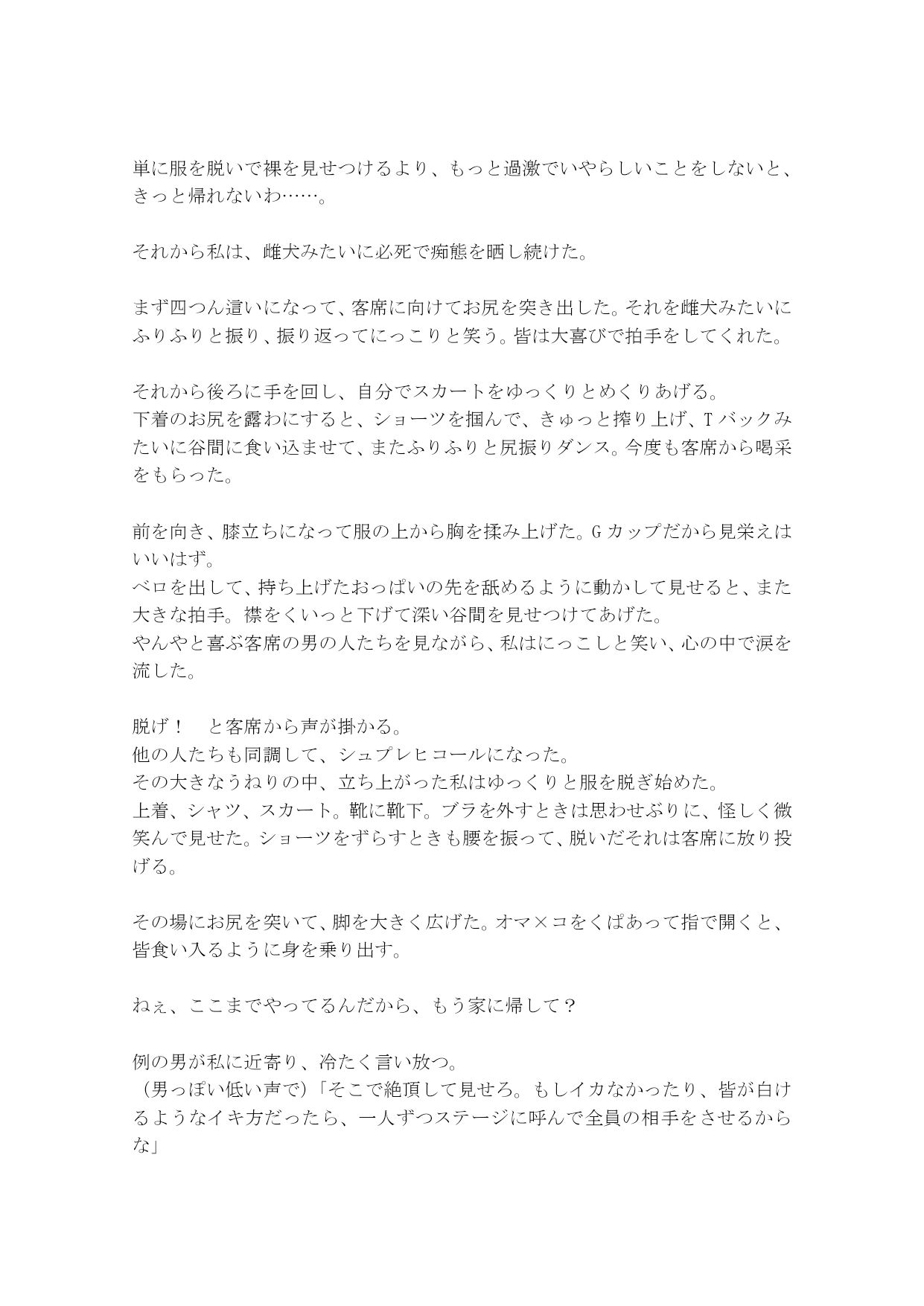 サンプル画像3:【音声作品のシナリオ その1】ステージの上で晒し者になった 少女たち(SEI’s factory) [d_365410]