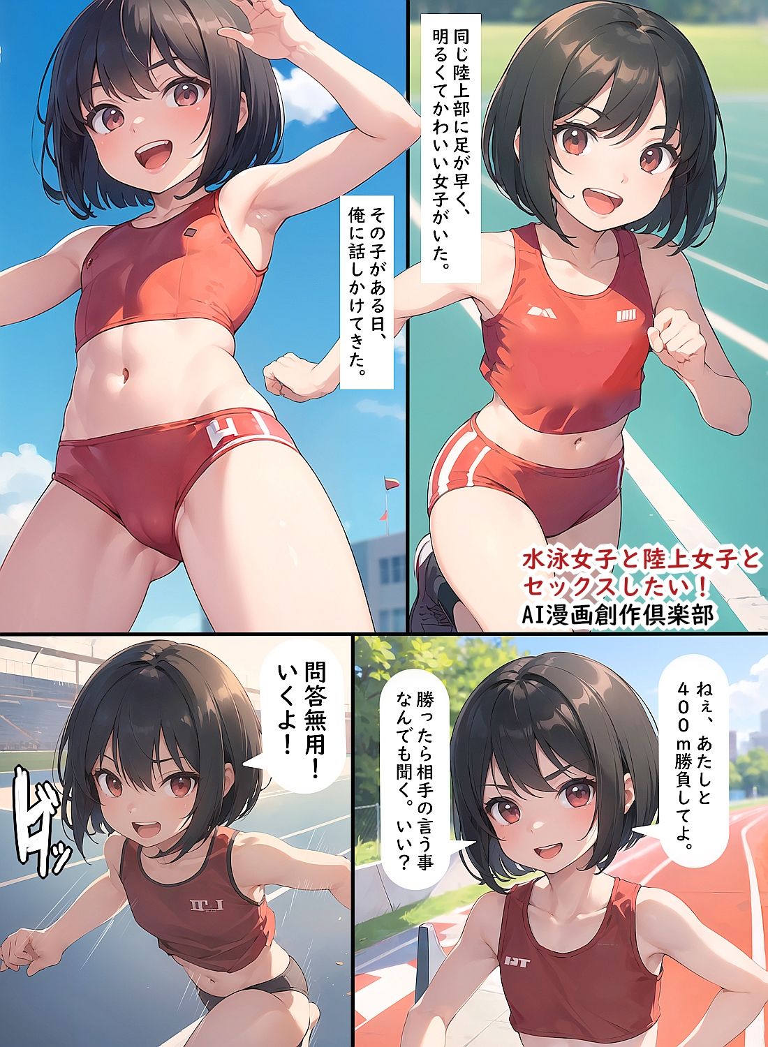 サンプル画像1:水泳女子と陸上女子とセックスしたい！(AI漫画創作倶楽部) [d_366709]