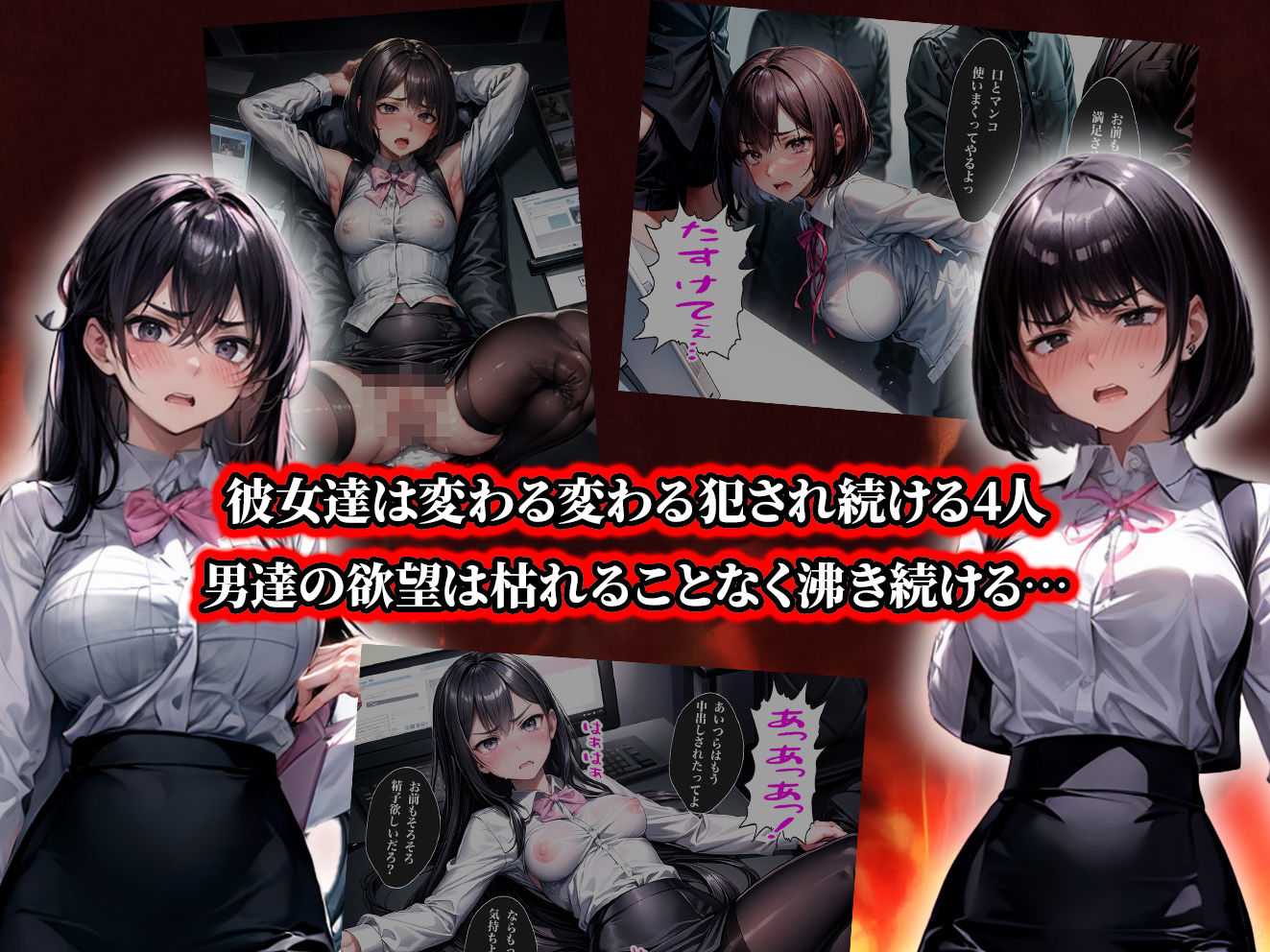 サンプル画像5:負けたら即中出しセックス セクハラを告発した結果、社員全員に●された5人のOLの話【セリフ付き】(aiもみむ出版) [d_370174]