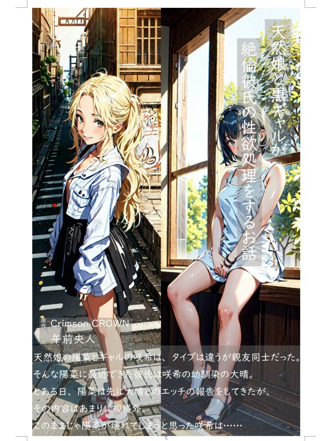 サンプル画像1:天然娘と黒ギャルが絶倫彼氏の性欲処理をするお話(MorningMoon) [d_380786]