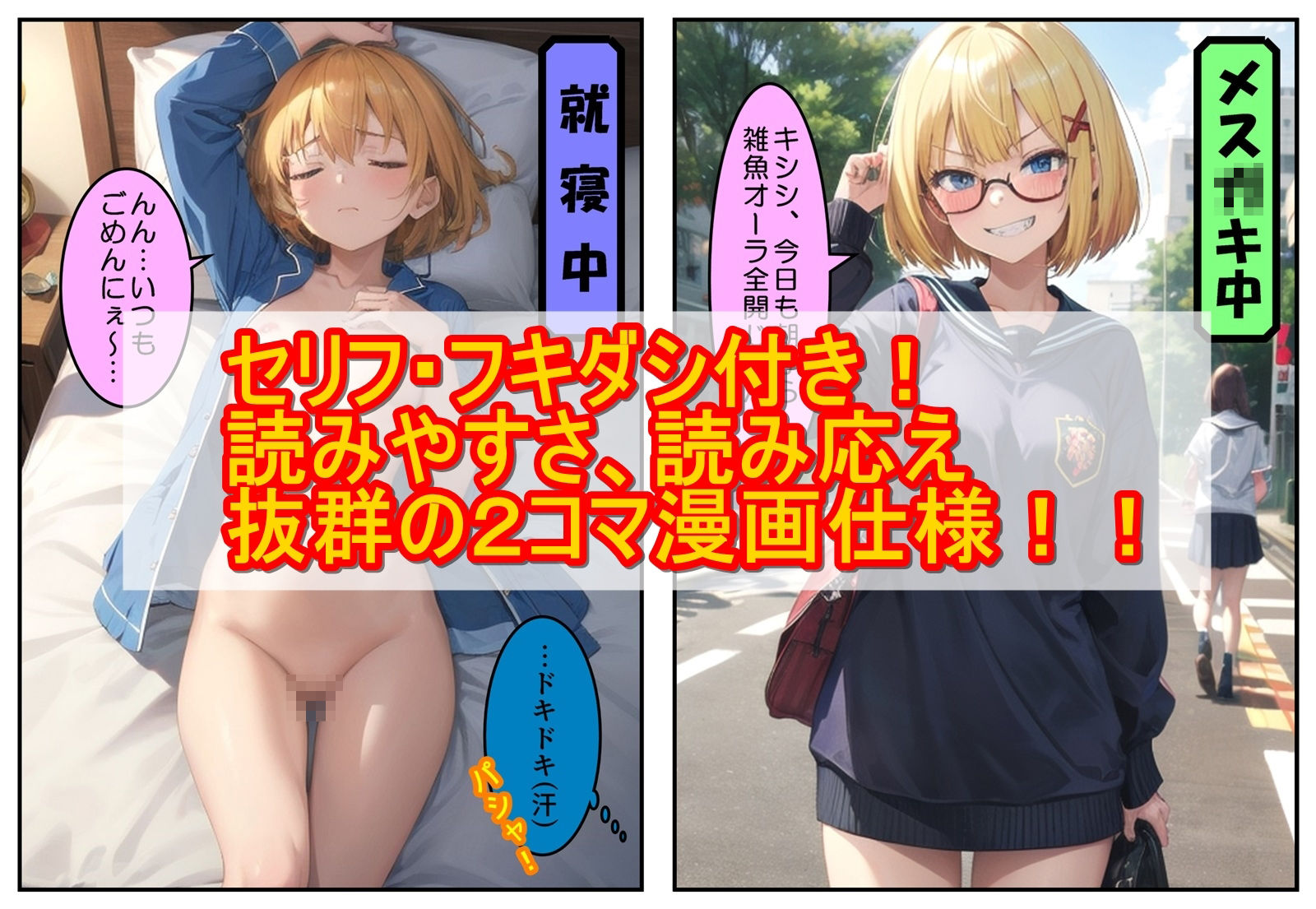 サンプル画像2:【2コマ漫画】どんなに生意気なメス〇キ女子でも寝ているときの寝顔は天使(くまとねこ屋) [d_381325]