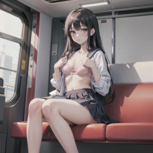 サンプル画像2:電車で制服美少女にブラちらお願い。美しい肢体にフル勃起(制服あーと) [d_383571]