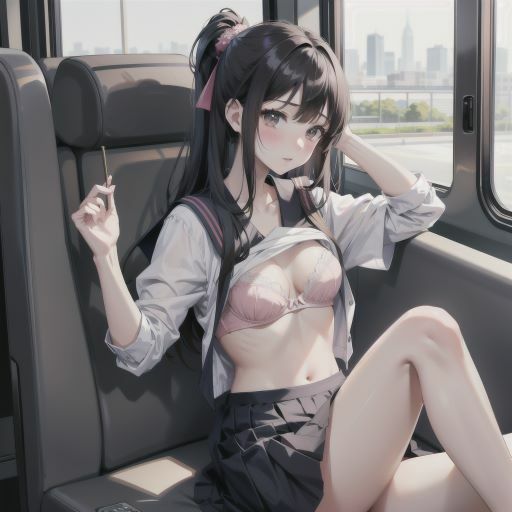 サンプル画像6:電車で制服美少女にブラちらお願い。美しい肢体にフル勃起(制服あーと) [d_383571]