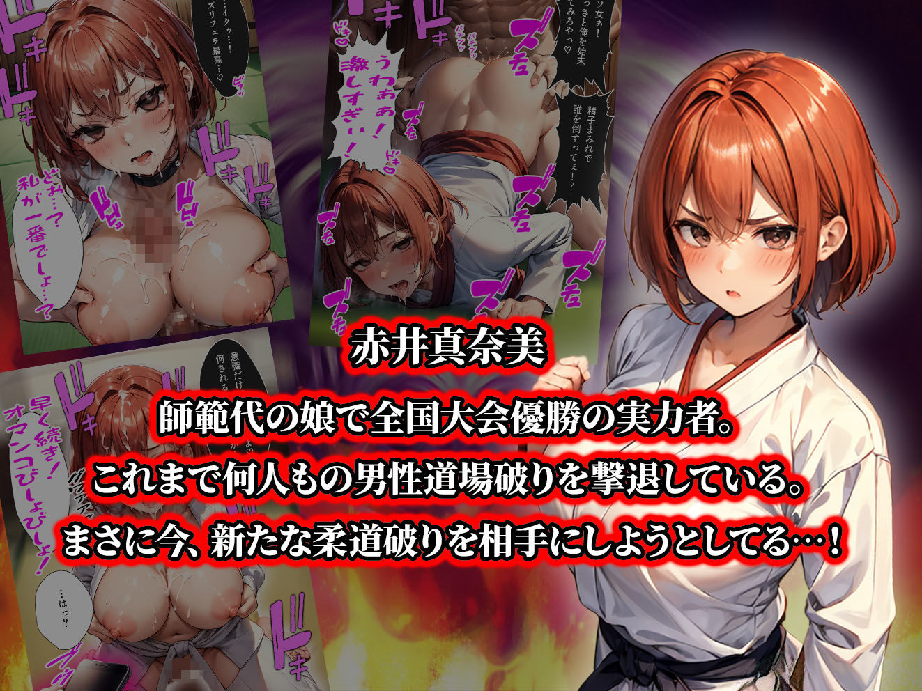 サンプル画像4:負けたら即中出しセックス催●アプリでなすすべなく敗北し、メス豚堕ちする3人の柔道少女達の話【セリフ付き】(aiもみむ出版) [d_390438]