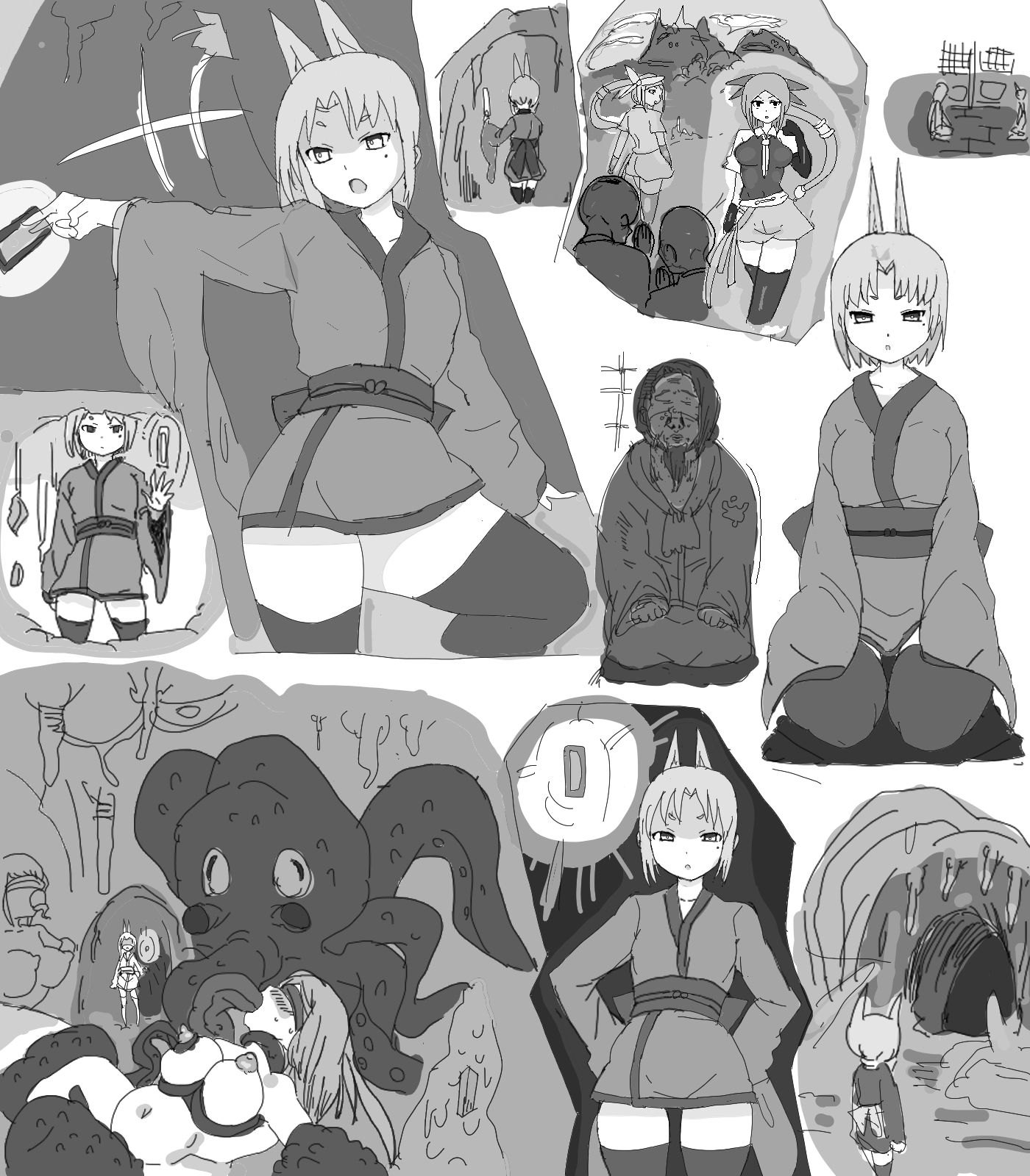 サンプル画像1:【狐娘退魔師、触手に絡めとられ開発される媚体！！連続アクメ快楽堕ち！】田舎の村の妖魔討伐依頼・・・(夢の★世ドナ) [d_392017]