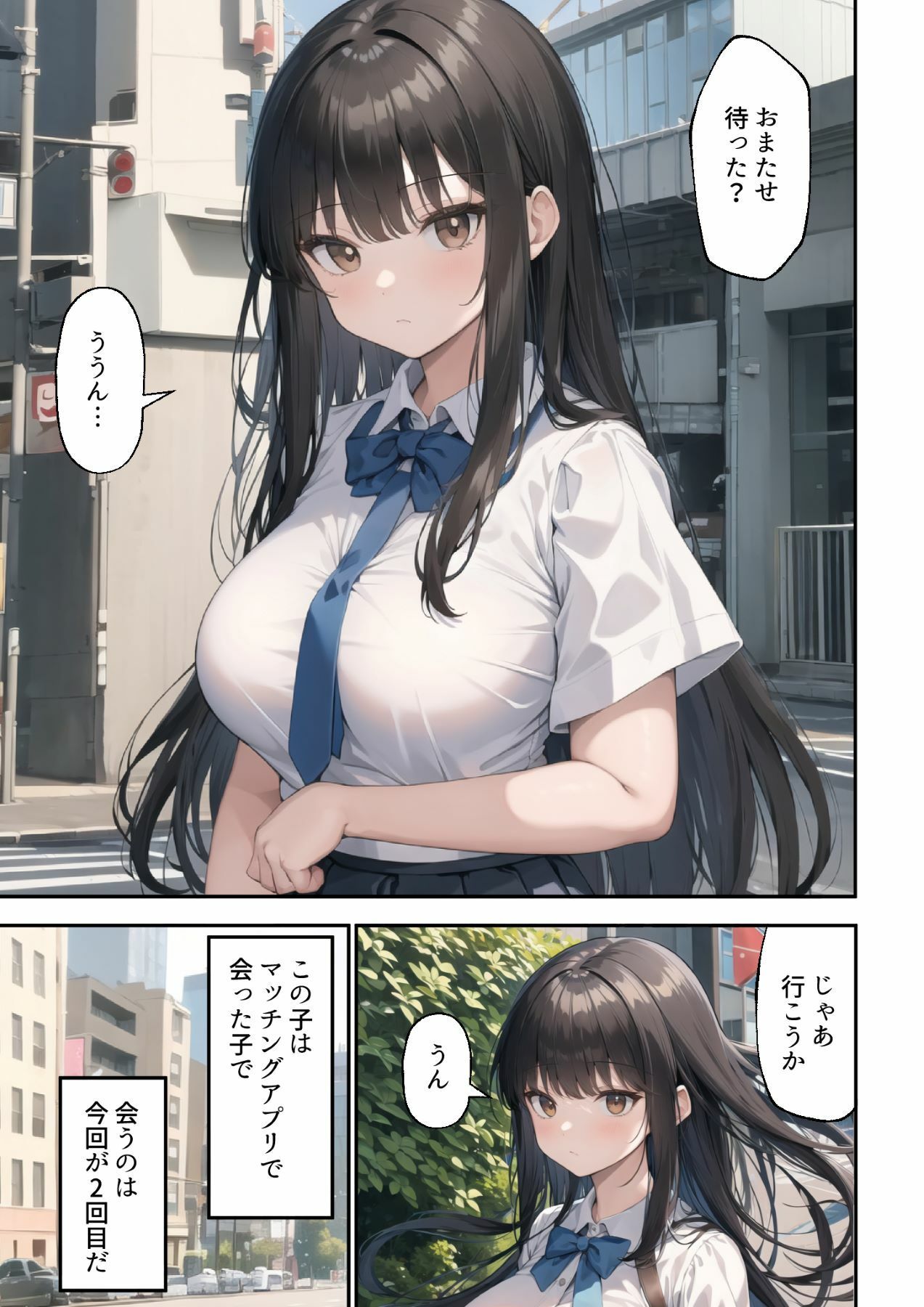 サンプル画像1:無口な黒髪ぱっつん巨乳少女と会った結果(とるんかた) [d_401775]
