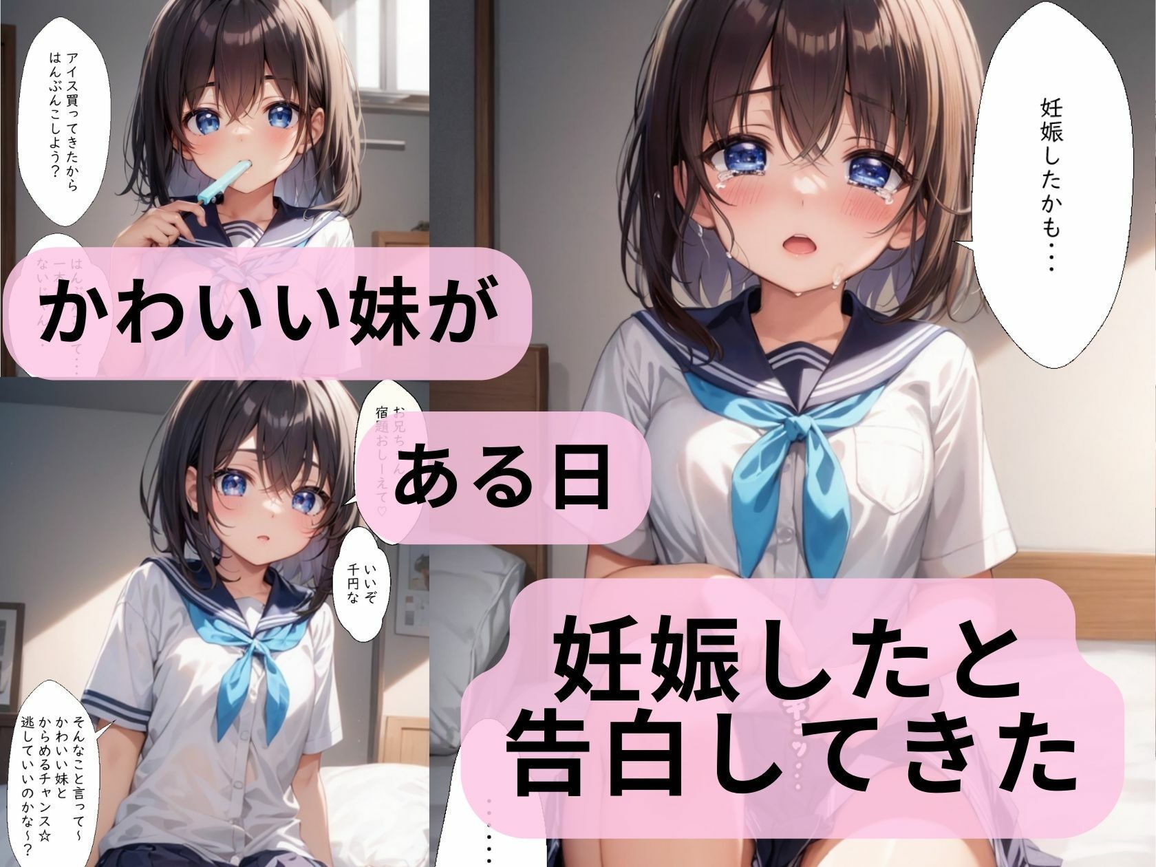 サンプル画像1:妹が妊娠したので、俺が父親だと嘘ついてみた結果(おけつこーぎー) [d_408181]