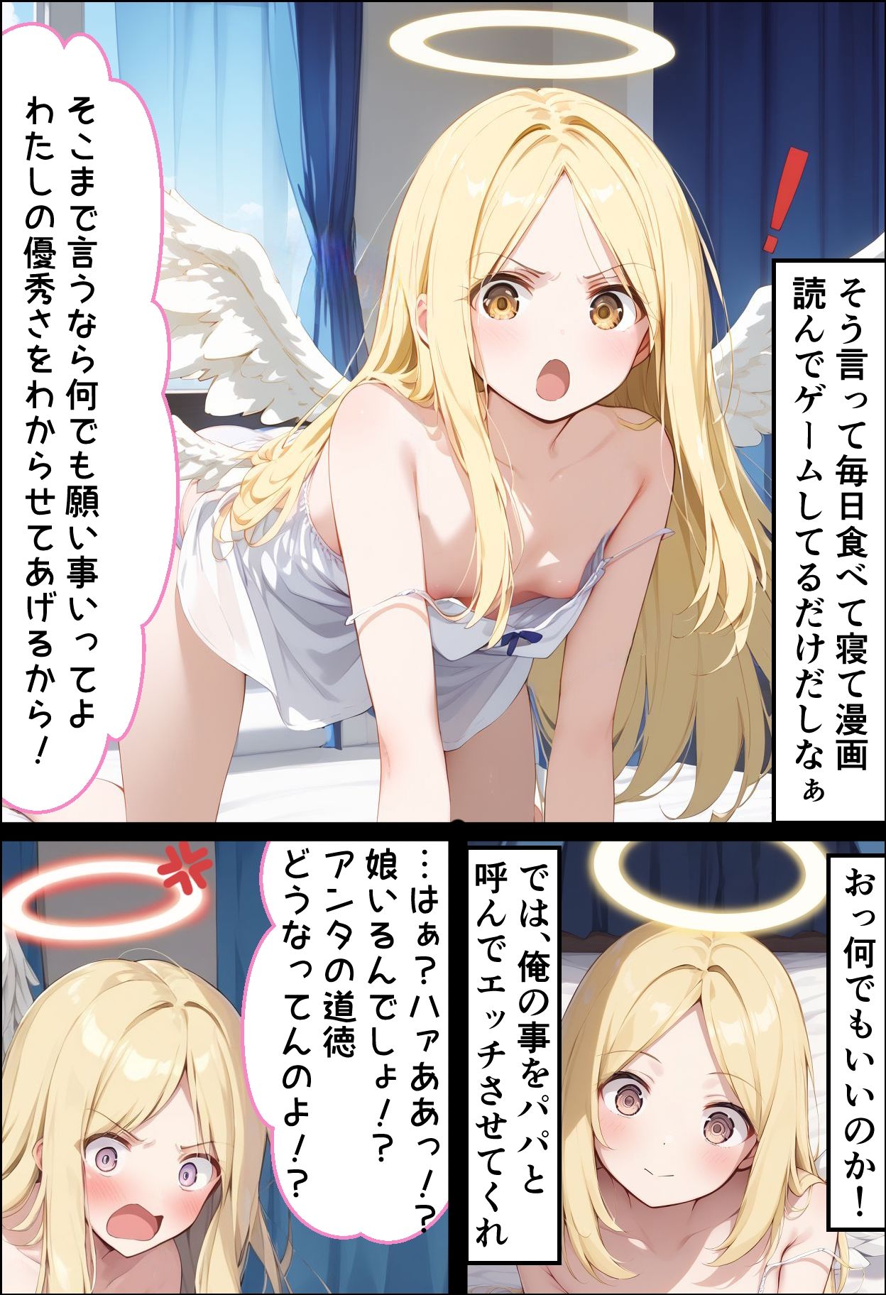 サンプル画像4:【漫画風CG59枚】ある日突然、天使ちゃん（にーと）がやって来た(enano) [d_410897]