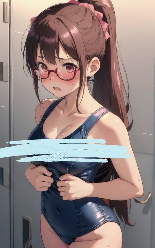 サンプル画像5:控えめなメガネっ子 スクール水着で恥じらい(天然アワビ) [d_419367]