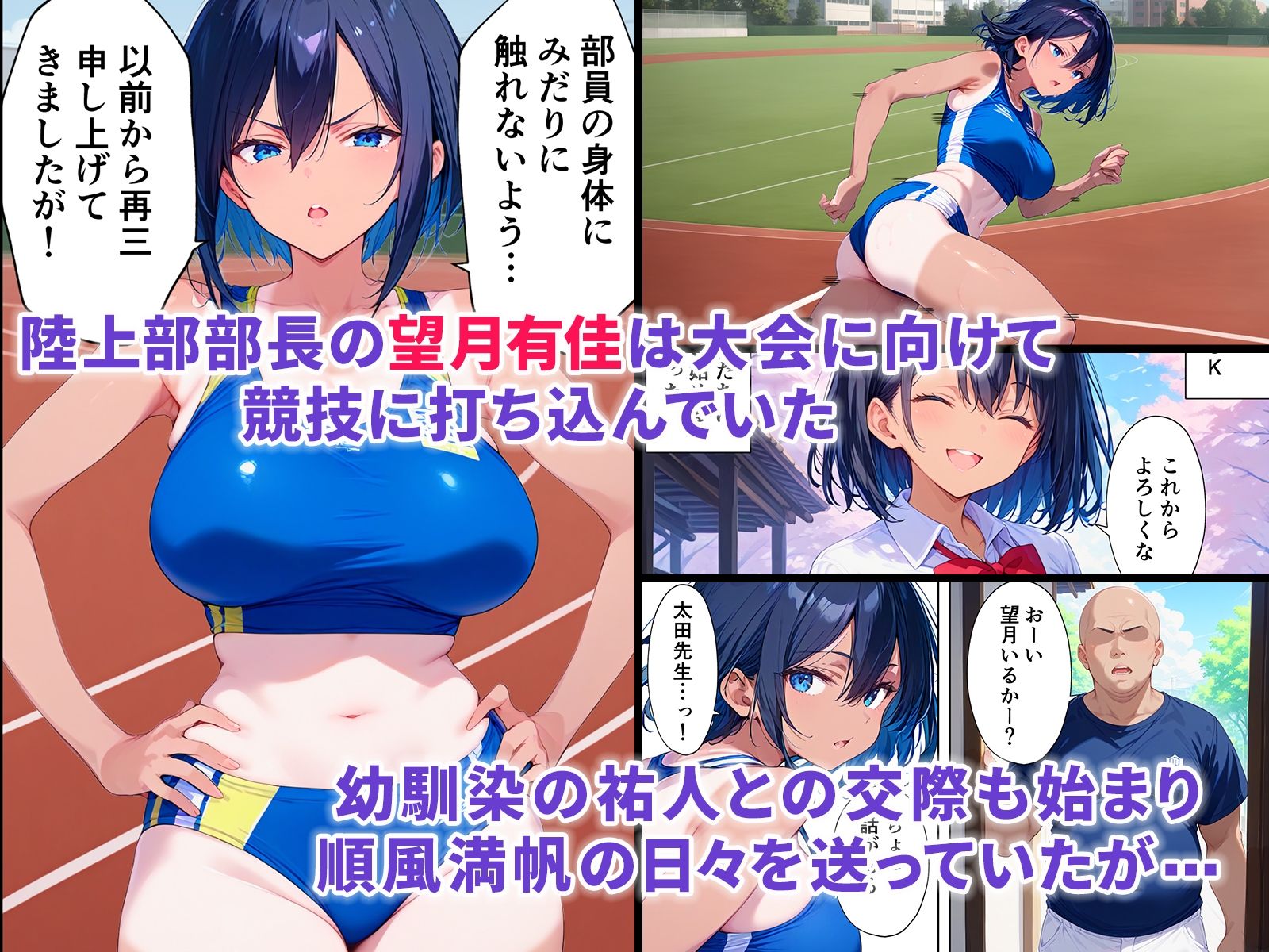 サンプル画像1:陸上部部長で幼馴染の強気な彼女が催●おじさんに寝取られ孕まされる話(ぶるーと) [d_426389]