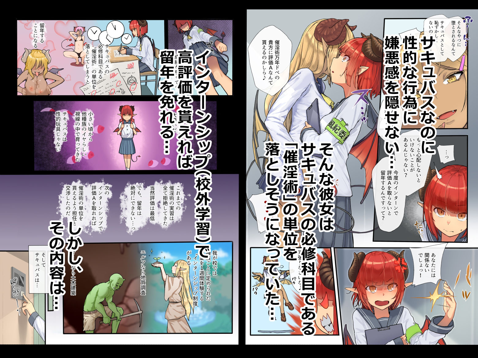 サンプル画像2:潔癖風紀委員サキュバスの淫ターンシップ 〜1週間みっちり？強●奉仕活動〜(からももたると) [d_429304]