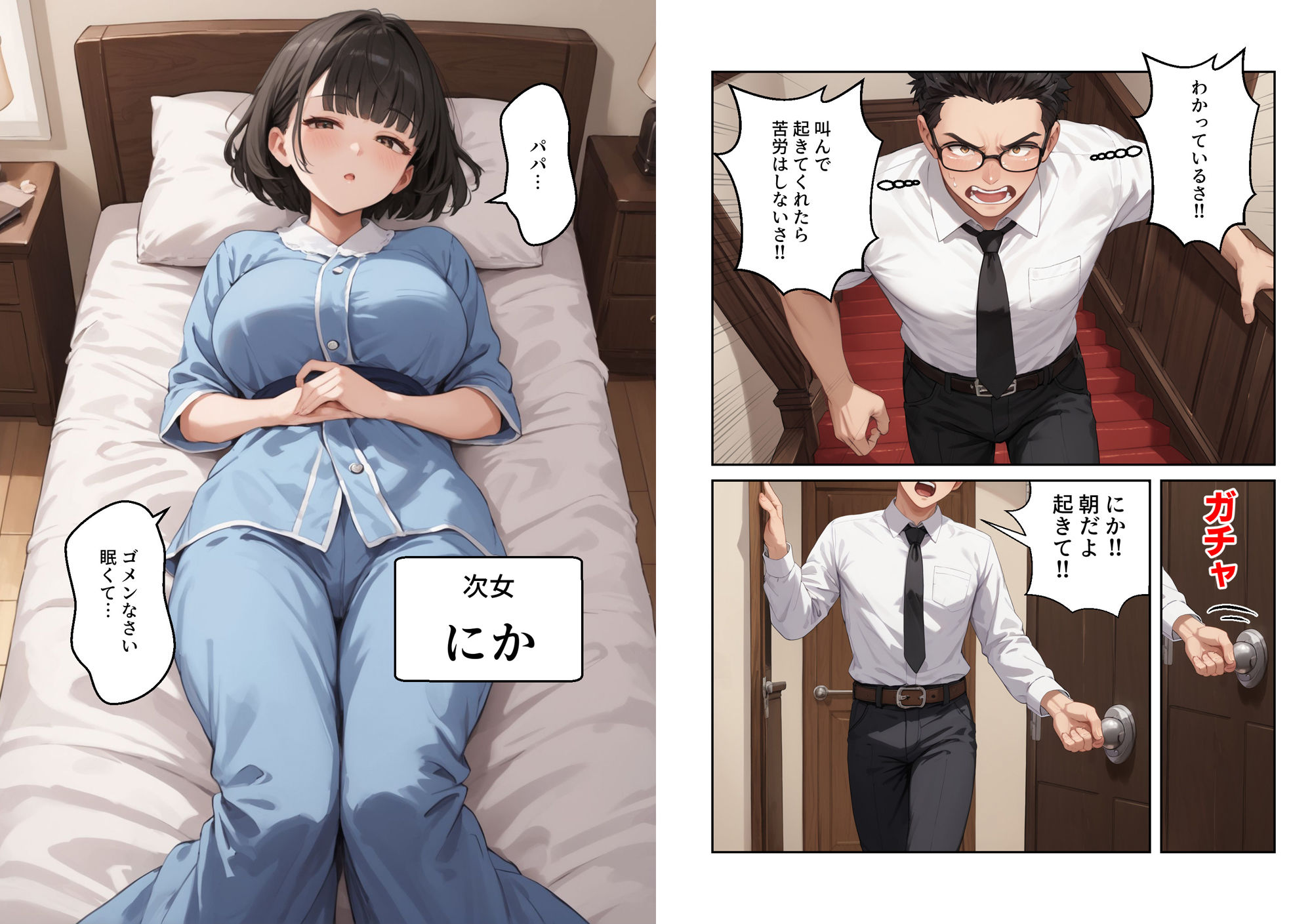 サンプル画像3:シングルファザーの3姉妹目覚ましチンポ挿入【マンガ】(コメットパンチ) [d_430554]