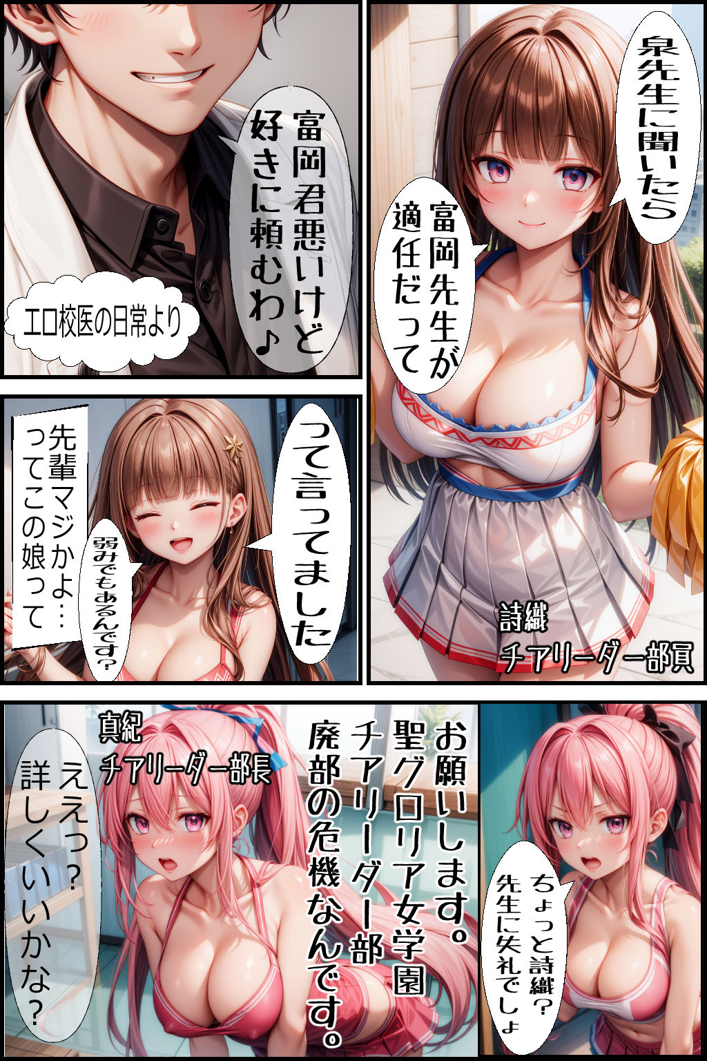 サンプル画像1:エロコーチの日常 僕がチアリーダー部の顧問になった件 第一話(misaki.AIart) [d_436324]