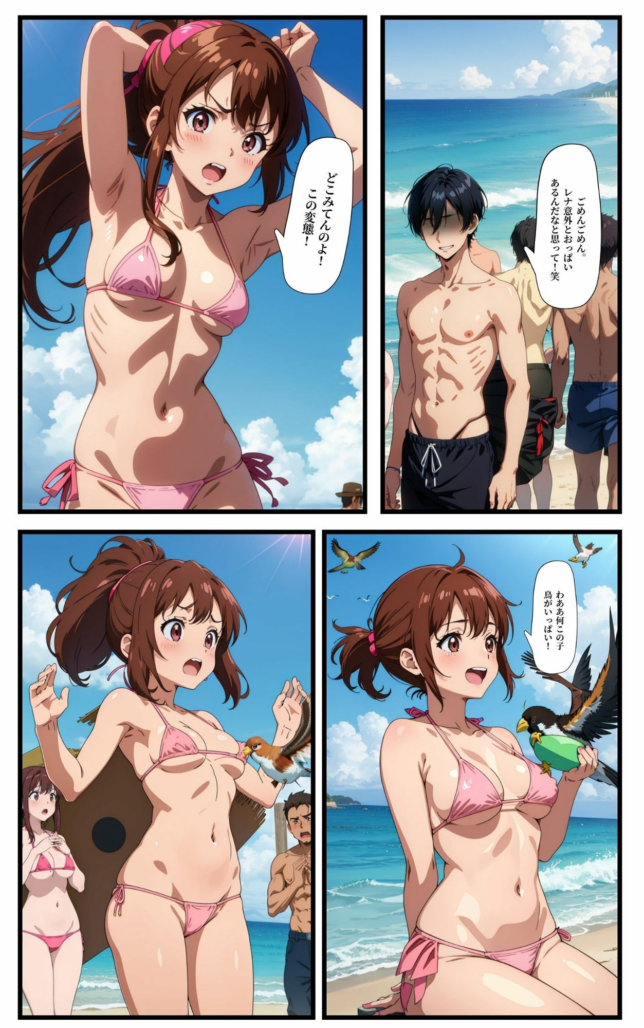 サンプル画像3:ビーチクビーチ！ 〜水着が奪われ彼女の乳首が丸見えに‥！〜(ゆたまる) [d_436675]