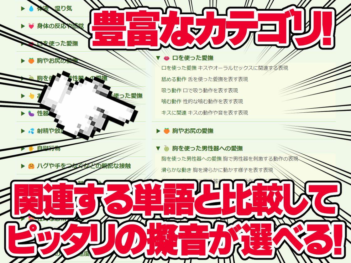 サンプル画像3:【エロ同人翻訳に使える】エッチな英語の擬音辞典 – The Manga Translator’s Guide to Erotic English Onomatopoeia(どーじんわーるど) [d_436849]