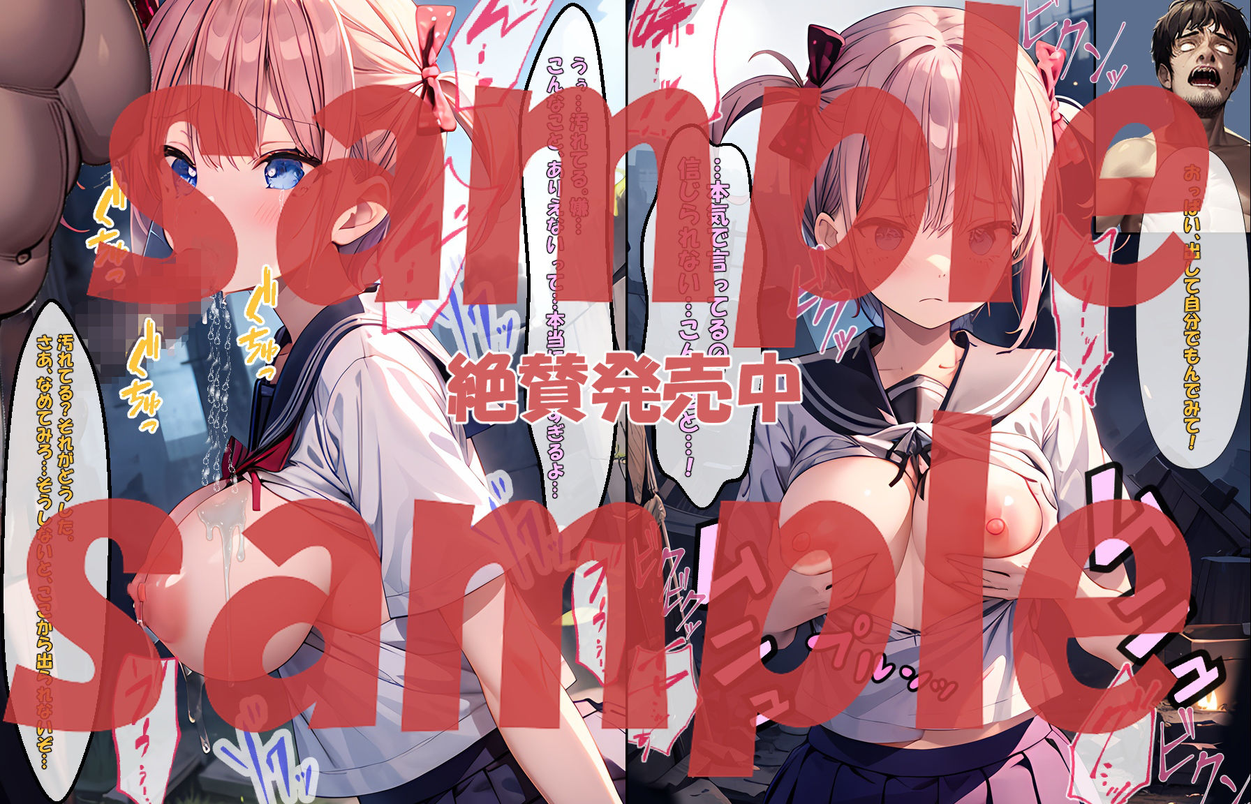 サンプル画像4:中〇一花、追い詰められた微笑み 〜ゾンビの恐怖に立ち向かう孤独な戦い〜 中〇二乃、砕けた意志 〜絶望の果てに〜(エレガントビジョン) [d_448452]