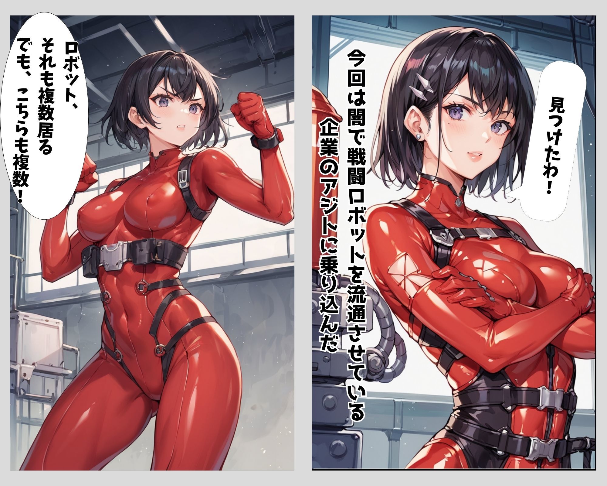 サンプル画像1:【フルカラーコミック】敗北したラバースーツヒロイン 〜実験体にされた女たち〜【AIイラスト】(Future Ink Studio) [d_448717]