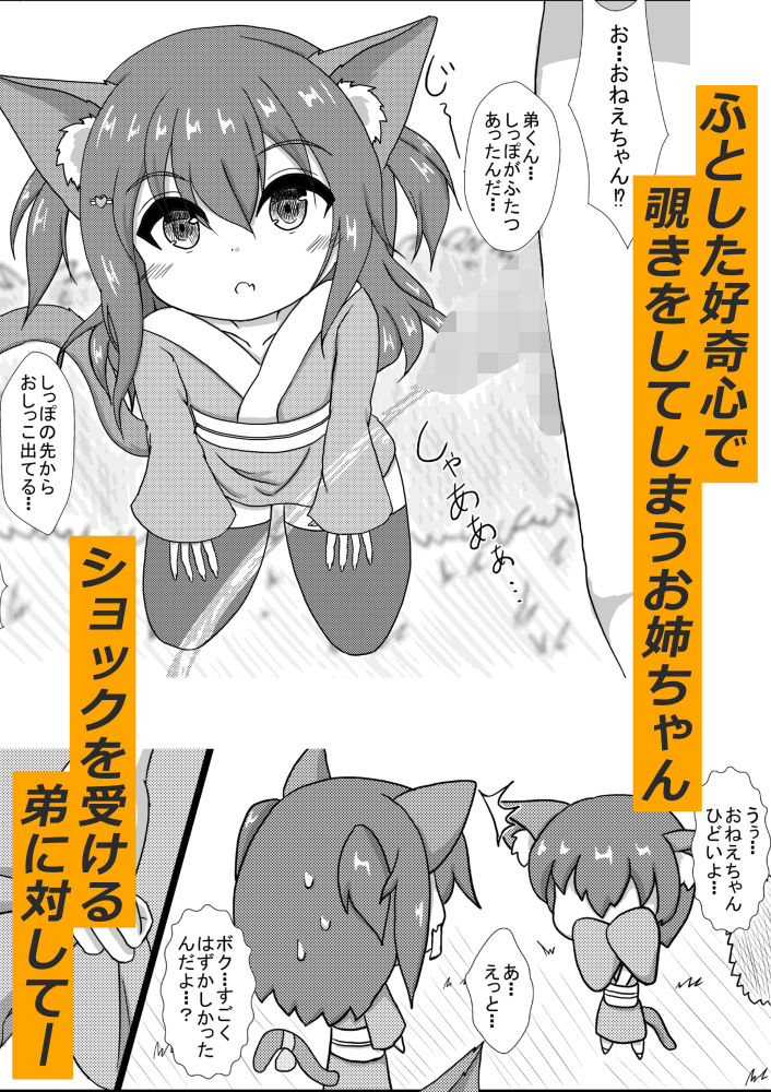 サンプル画像1:黒猫姉弟は男女の違いに興味深々(しろいきょとー) [d_451014]