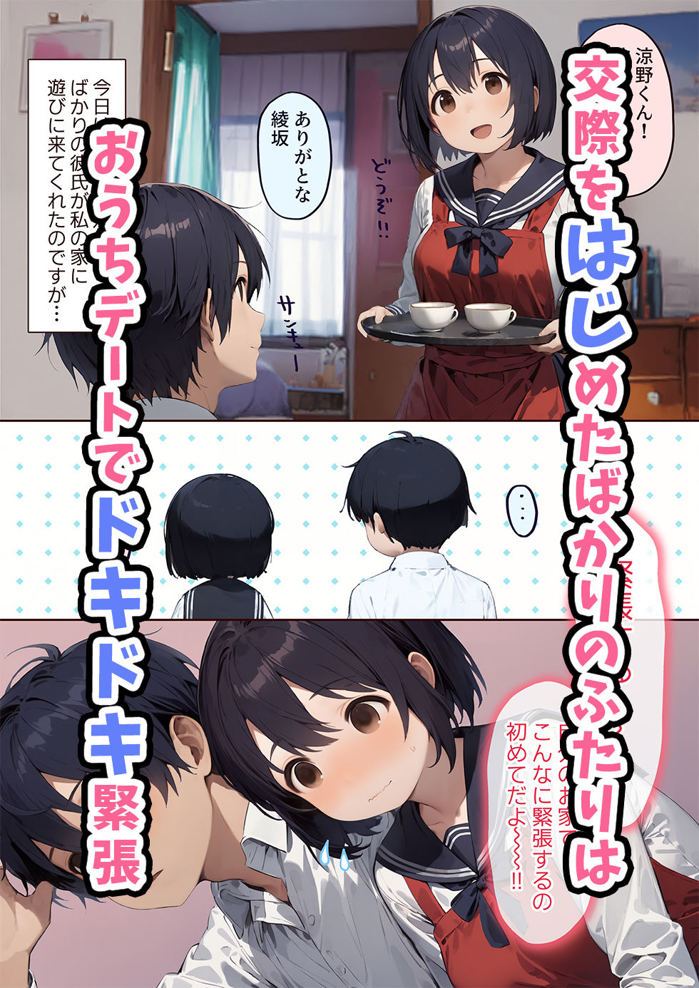 サンプル画像1:はじめてカップル-引っ込み思案な巨乳女子、綾坂みころとあまあま初えっち-(にゃんちぇると) [d_452662]