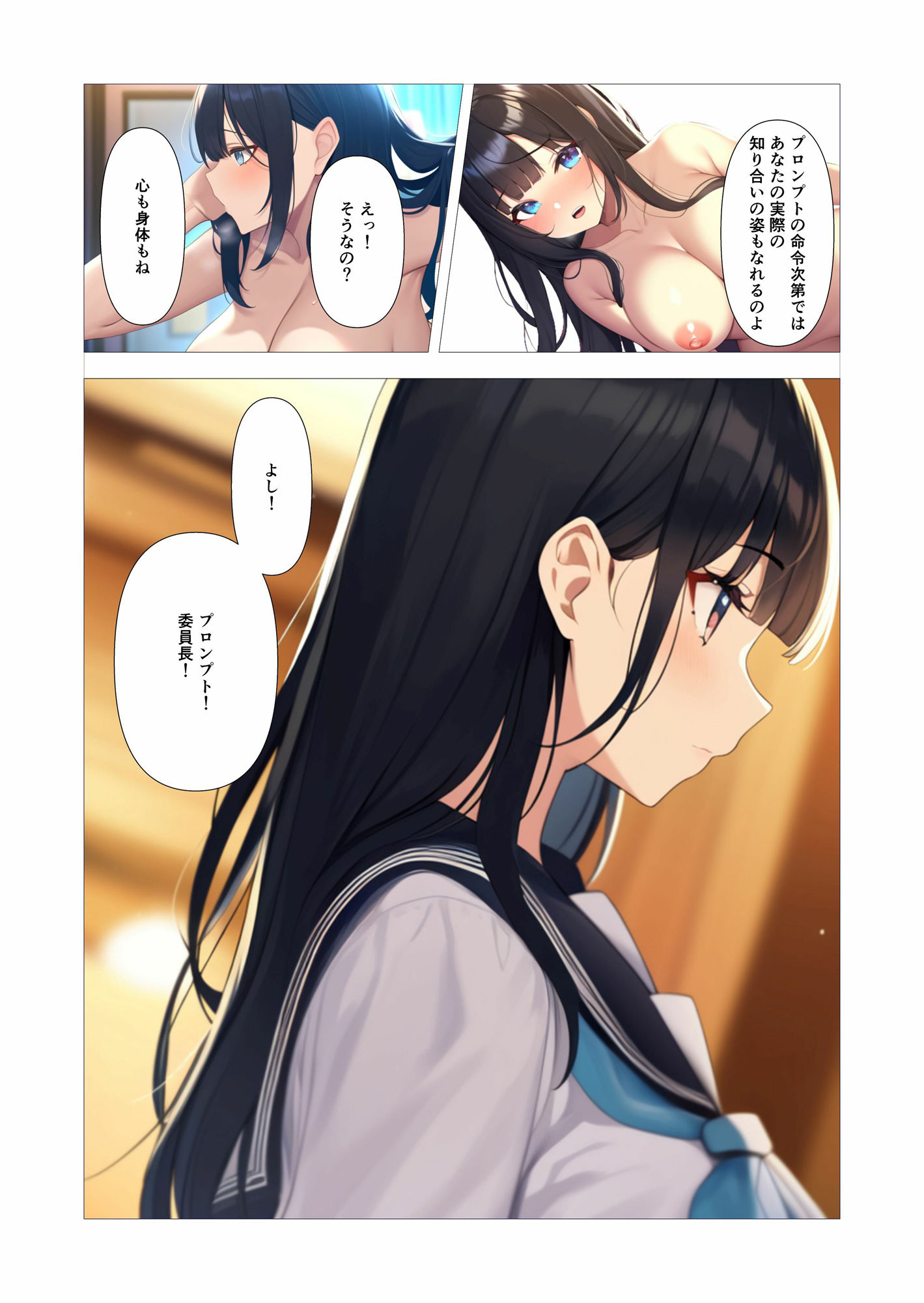 サンプル画像2:AI美女のようにプロンプトで開発される大人しめ同級生（美少女・フェラ・パイズリ・中出し・ボテ腹・スカート・委員長・幼馴染・学校・教室）(みみんこ) [d_453603]