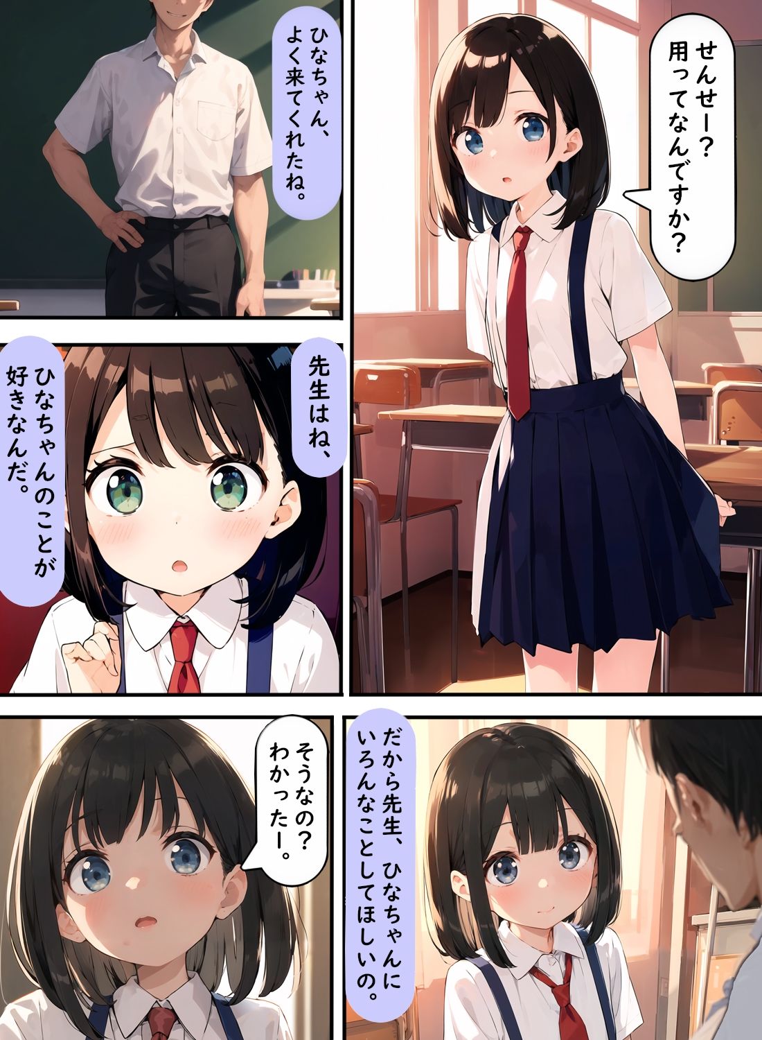 サンプル画像2:ひなちゃんは教師に何をされているか分からない(AI漫画創作倶楽部) [d_458038]