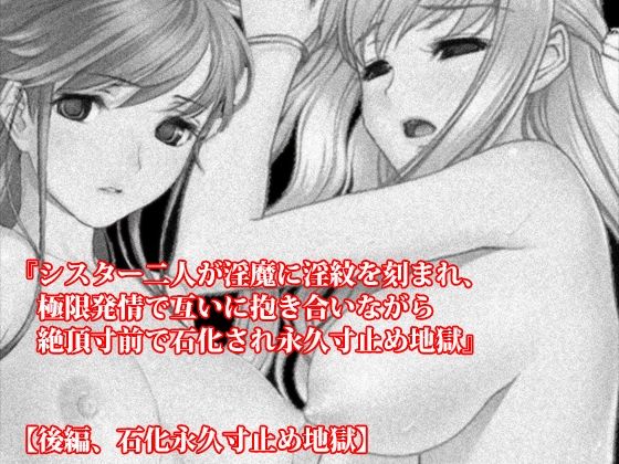 サンプル画像2:『シスター二人が淫魔に淫紋を刻まれ、極限発情で互いに抱き合いながら絶頂寸前で石化され永久寸止め地獄』前後編セット！ 秋の特別セール(淫乱テディベア) [d_462091]