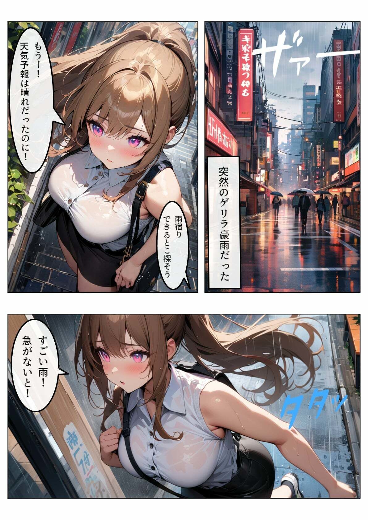 サンプル画像5:ゲリラ豪雨が降ってきたので巨乳の幼馴染とホテルで雨宿りした結果・・・(山田ジョブズ) [d_462565]